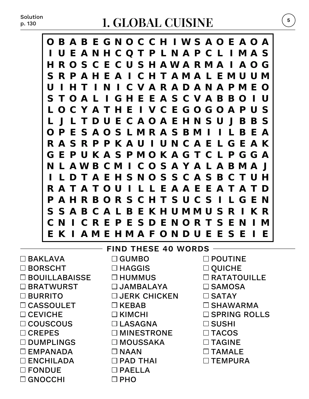 Puzzle 1: Global Cuisine