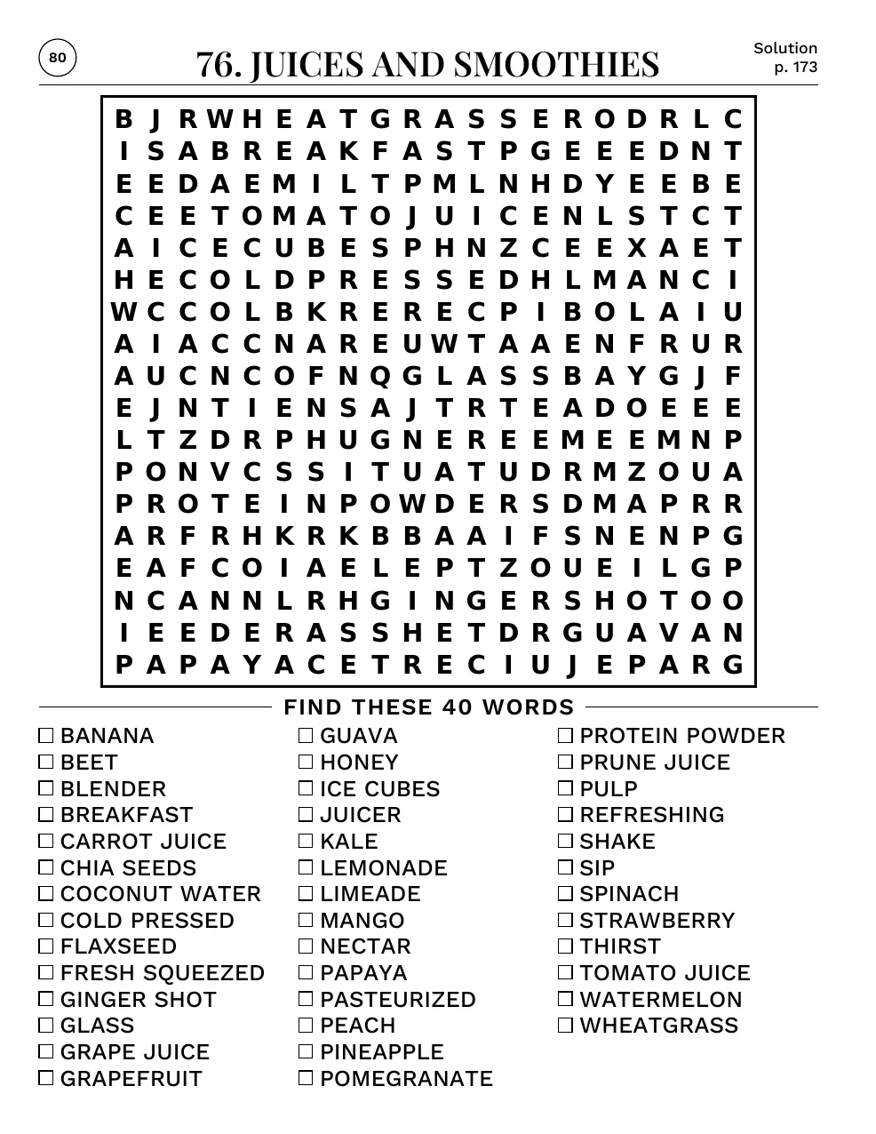 Puzzle 76: Juices and Smoothies